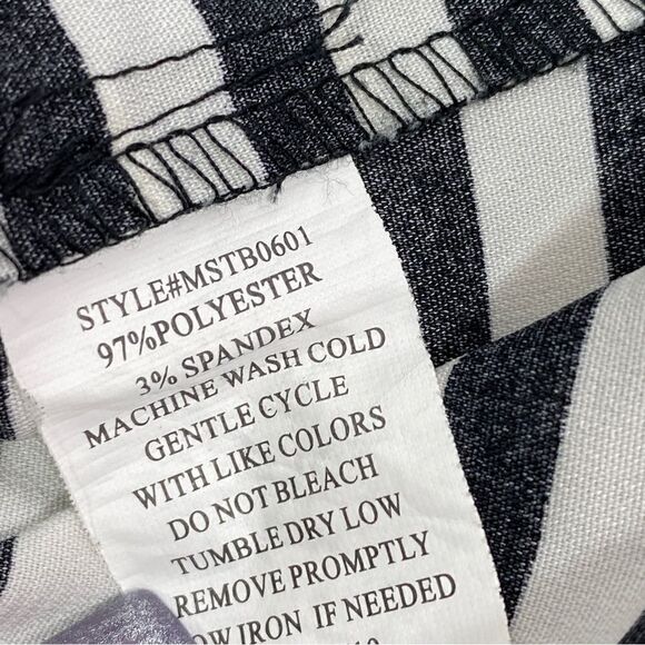 Notations Striped Button Front Blouse Black White Small - Picture 11 of 14